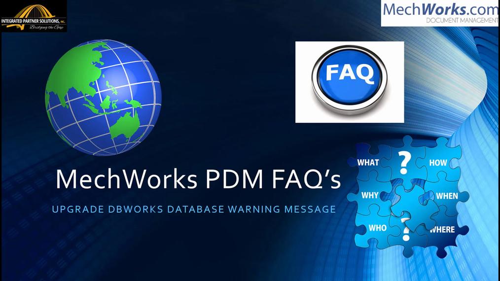 Upgrade MechWorks PDM Database Version
