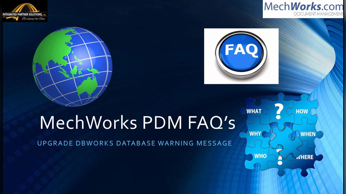 Upgrade MechWorks PDM Database Version