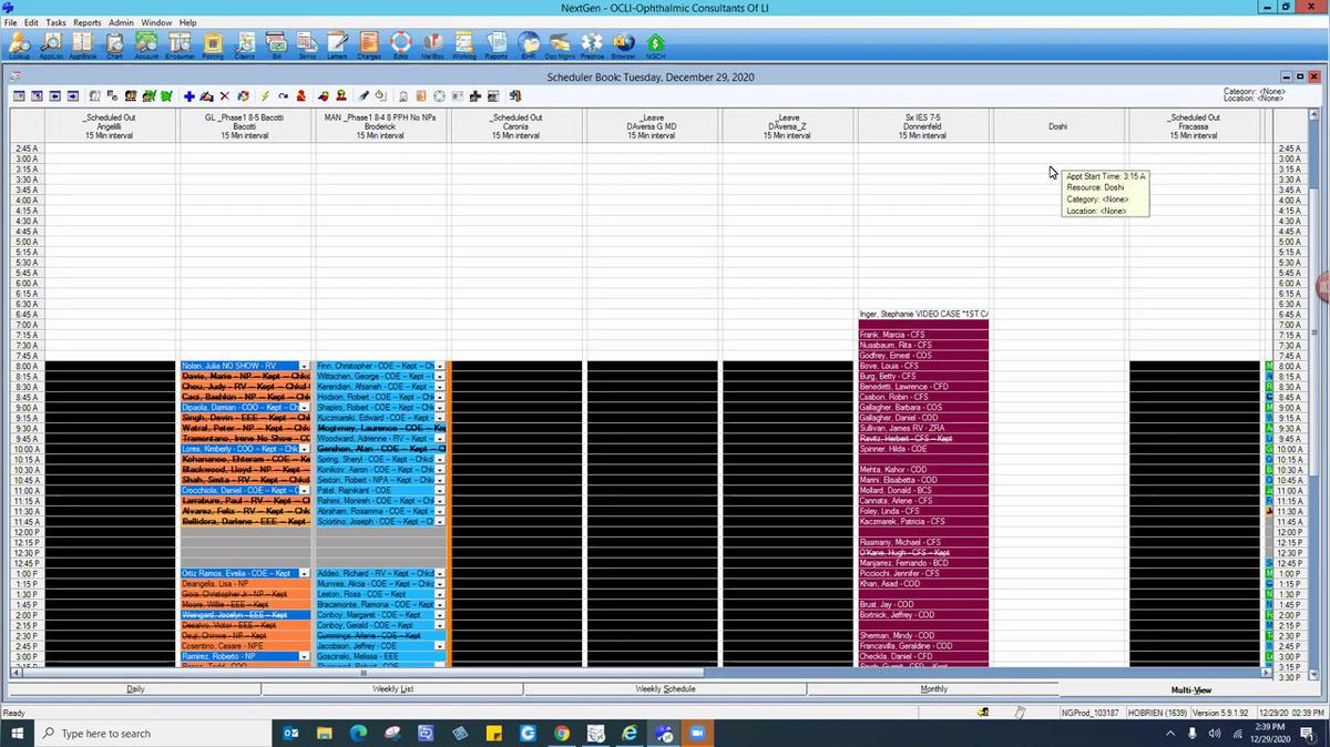 Check in New patient OCLI- NY region- Without unapplied payment- Nextgen-Practice Management