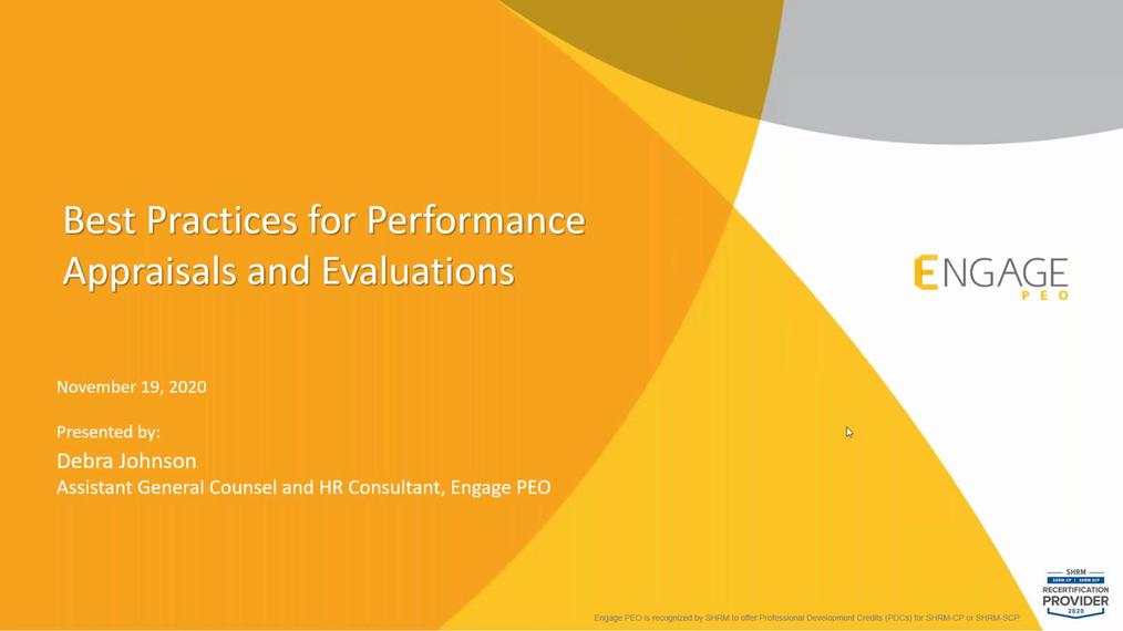 November 2020 HR Webinar - Best Practices for Performance Appraisals and Evaluations