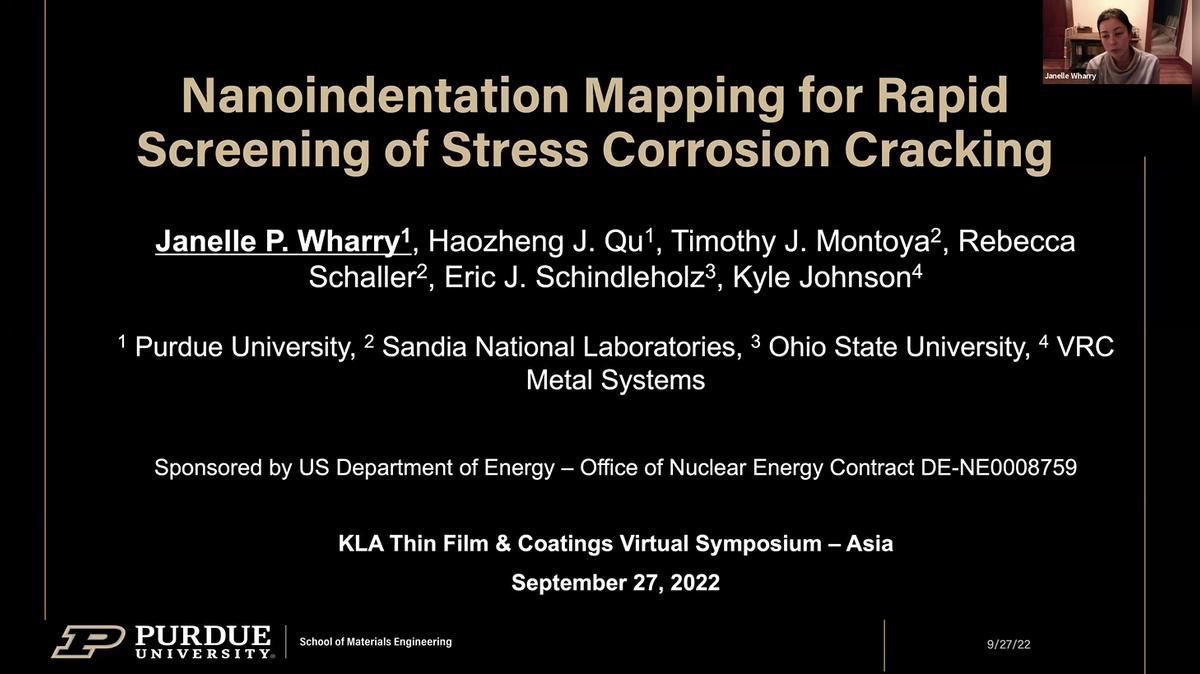 Thin Films &amp; Coatings Technology Asia Symposium: Nanoindentation Mapping for Rapid Screening of Stress Corrosion Cracking