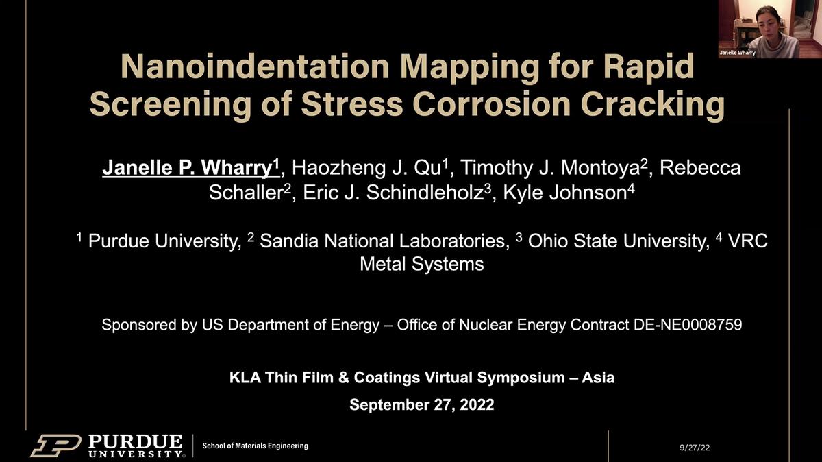Thin Films & Coatings Technology Asia Symposium: Nanoindentation Mapping for Rapid Screening of Stress Corrosion Cracking