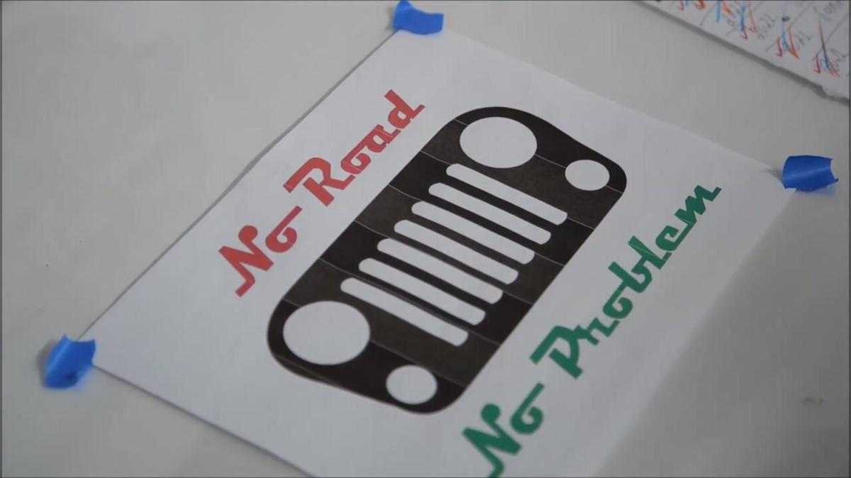 digitize a jeep graphic for a print to a canvas tote bag