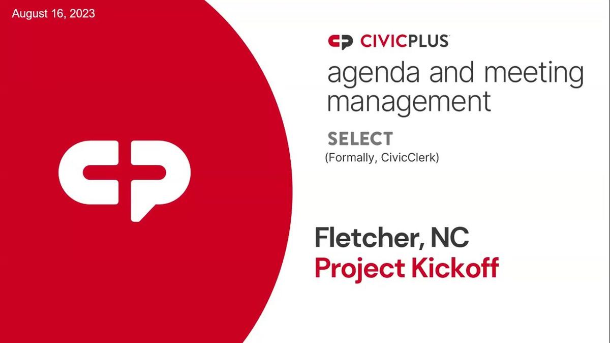 Fletcher NC - Kickoff Meeting 2023-08-16