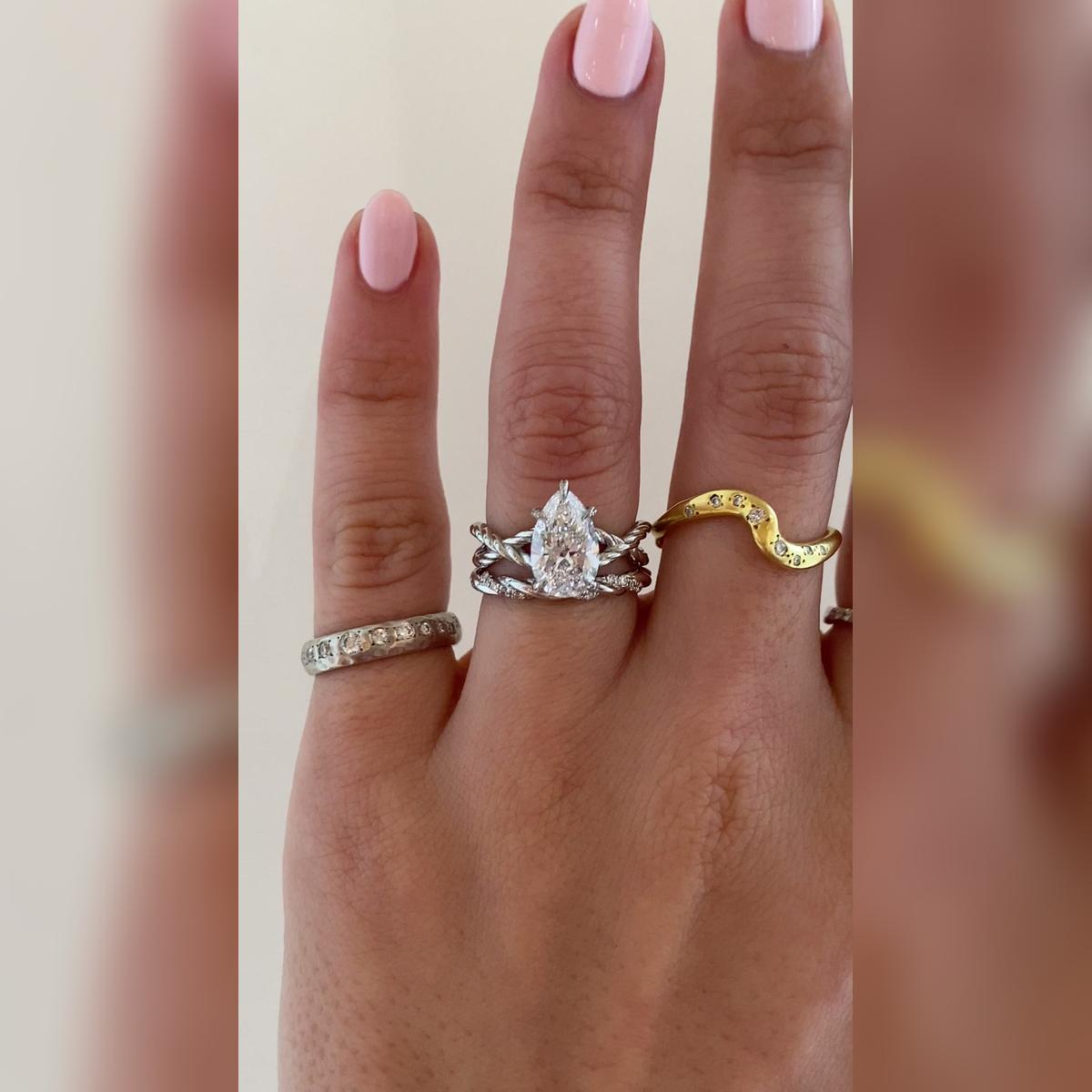 Haven Pear Wedding Band Pairings