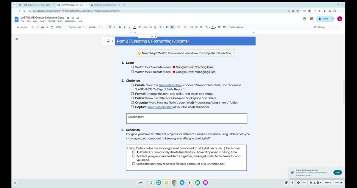 Part B - Creating &amp; Formatting 