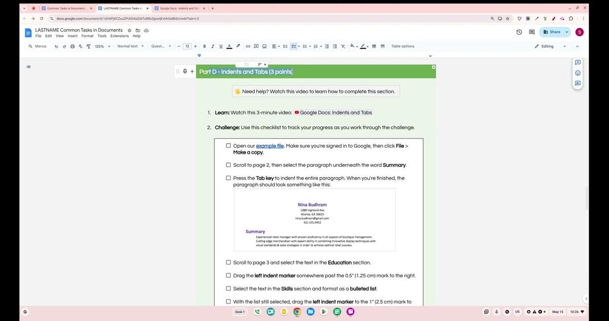 Part D - Indents and Tabs