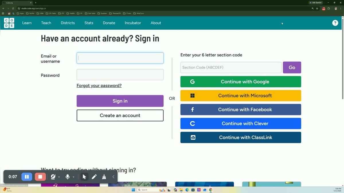 How to Login to Code.org