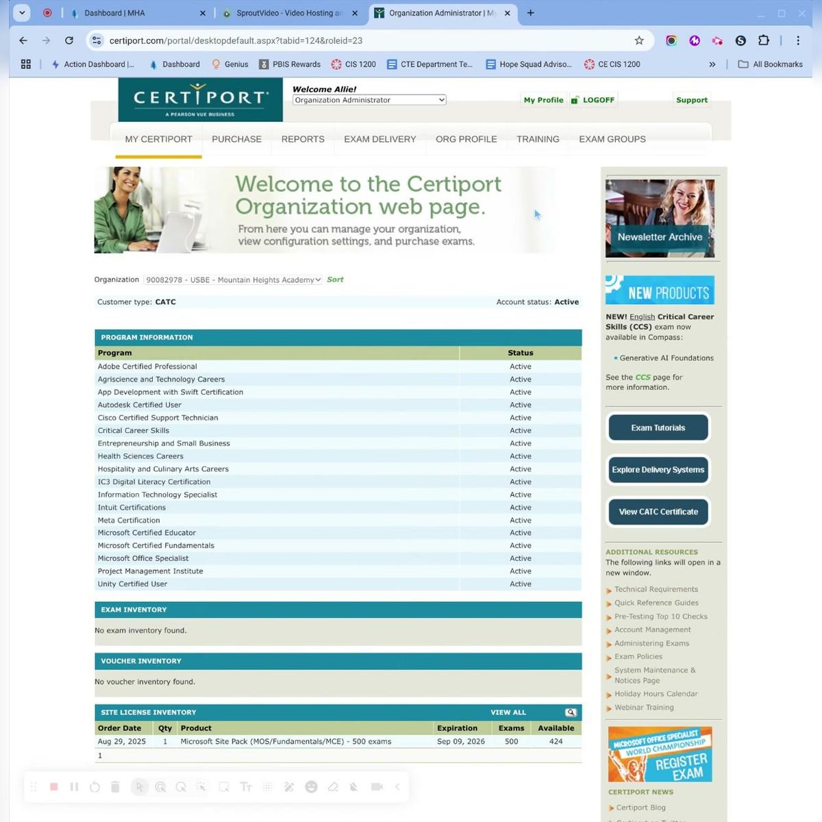 Creating a Certiport Exam from Home Session