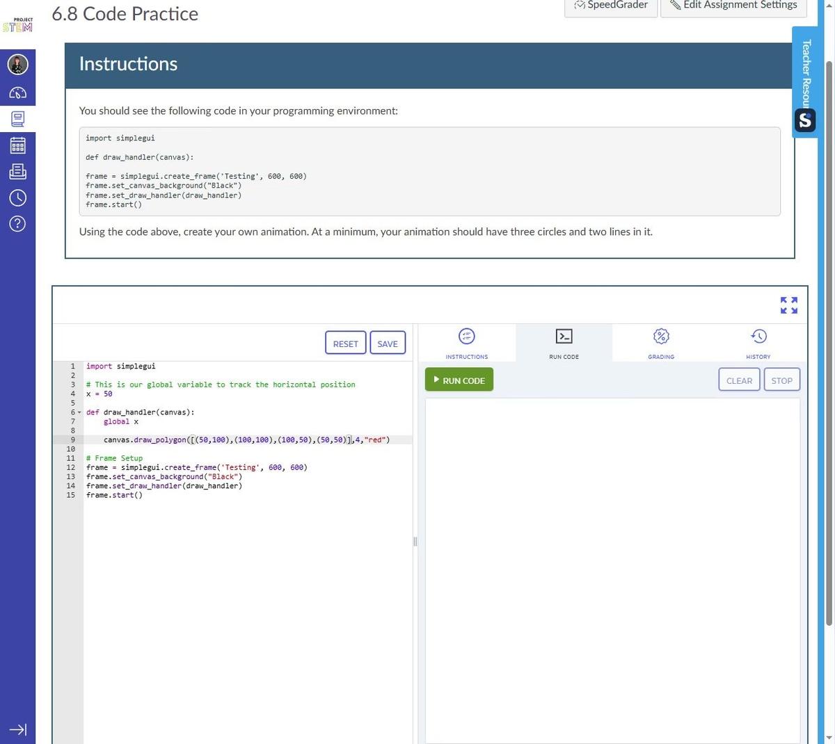 Animating a Polygon Across the Screen