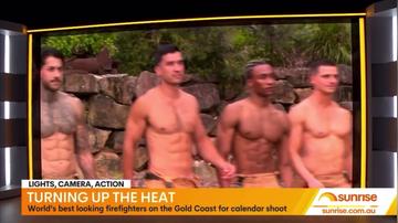 Australian Firefighters Calendar - Sunrise Channel 7 - Nat Barr and Matt Shirvington