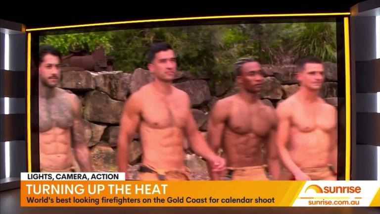 Australian Firefighters Calendar - Sunrise Channel 7 - Nat Barr and Matt Shirvington