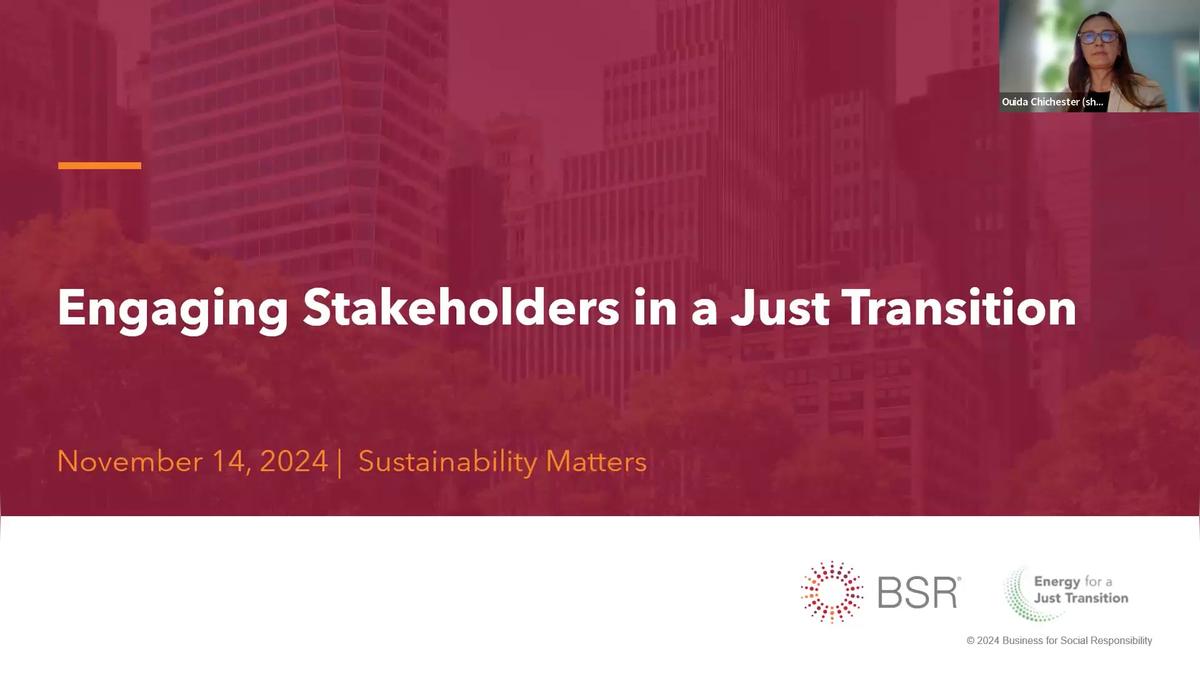 Engaging Stakeholders in a Just Transition