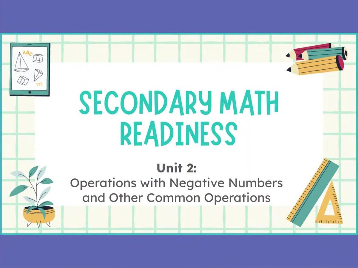 2.2 Comparing and Ordering Integers - SMR-1