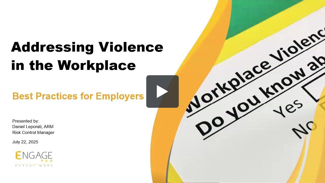 The Engage Monthly Webinar: Addressing Violence in the Workplace - Best ...