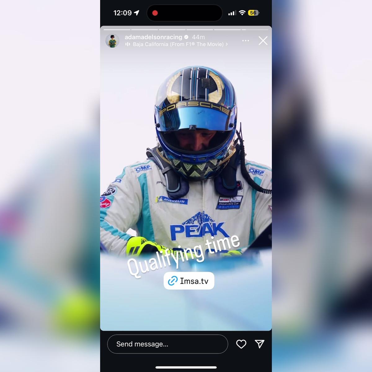 Peak adamadelsonracing IG Story 3