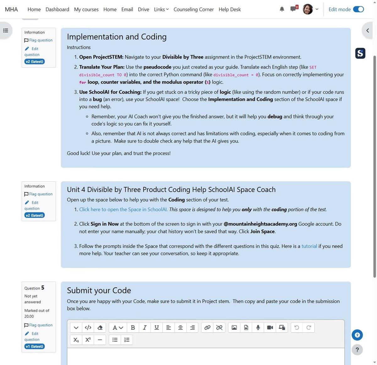 T1)_ Unit 4 Divisible by Three Programming Test Coding Explanation