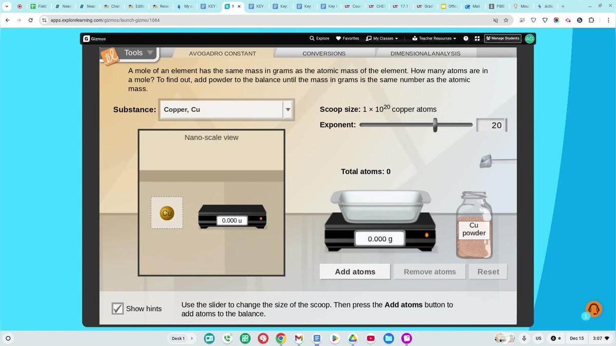 Chemistry-The Mole Gizmo Tips