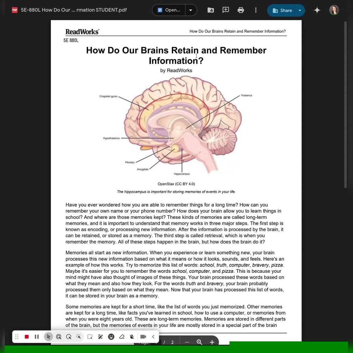 5E Passage: How Do Our Brains Retain and Remember Information?&quot;