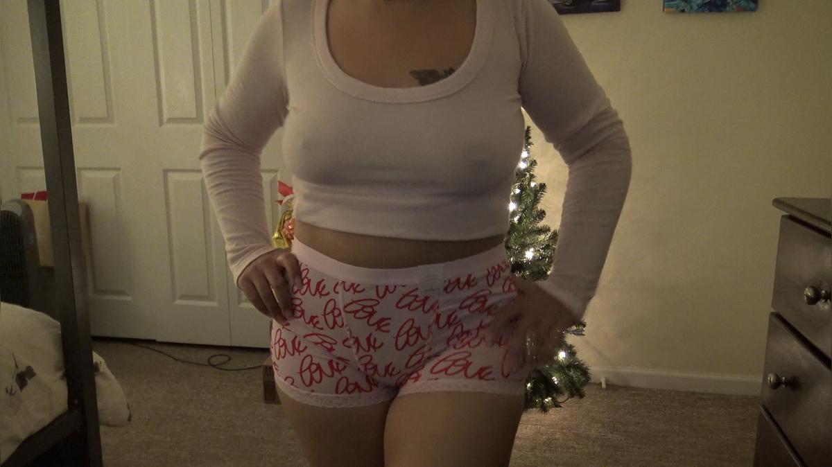 Valentine panty try on