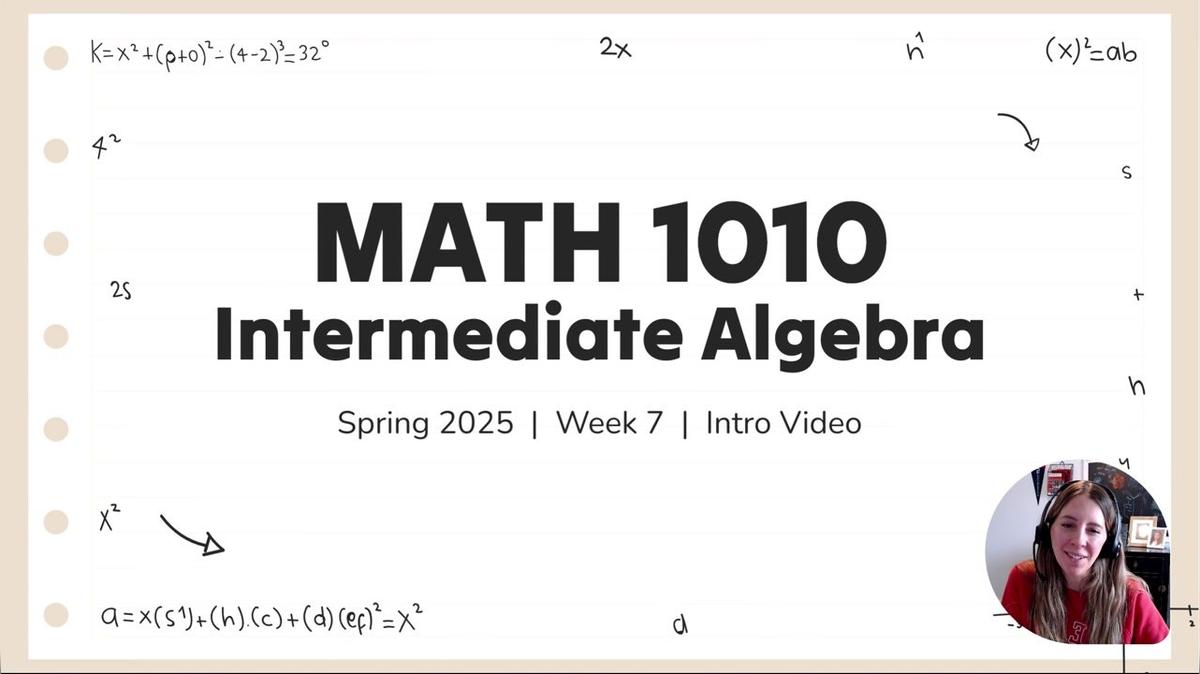 MATH 1010 Spring 2025 - Week 7 Live Session-1