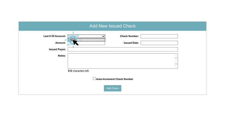 Add New Issued Check