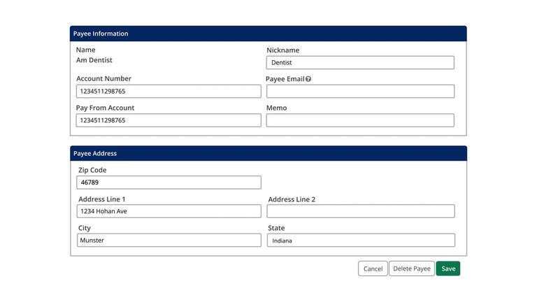 Editing or Deleting a Payee