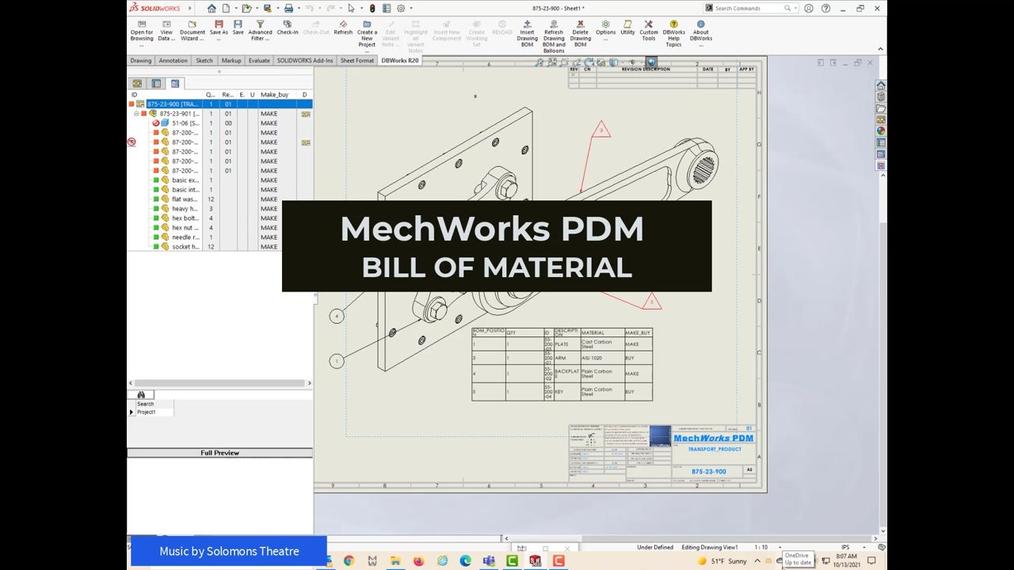 Quick introduction to working with BOMs within MechWorks PDM.