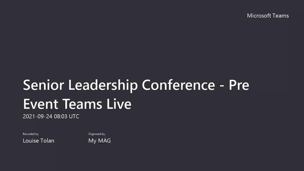 Senior Leadership Conference - Pre Event Teams Call 240921