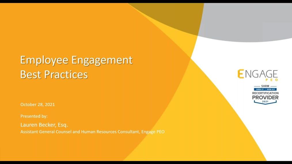 The Engage Monthly HR Webinar - Employee Engagement Best Practices