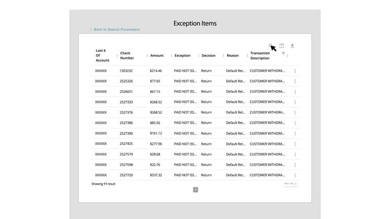 Transaction Reports for Exception Items