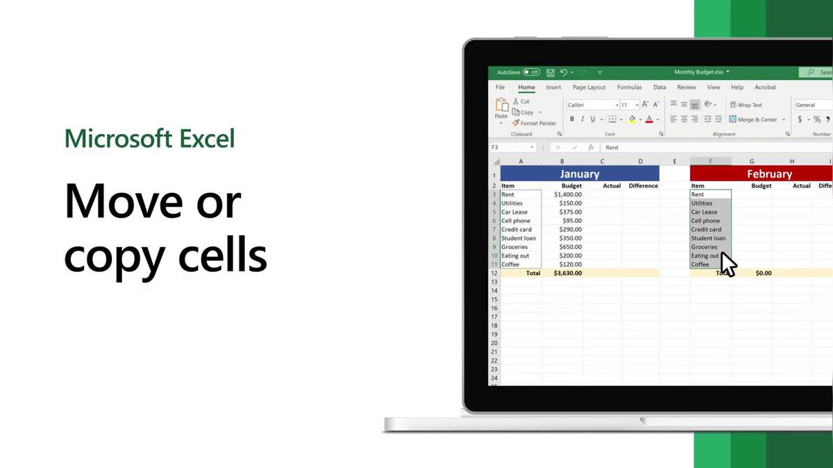 How to move or copy cells in Microsoft Excel