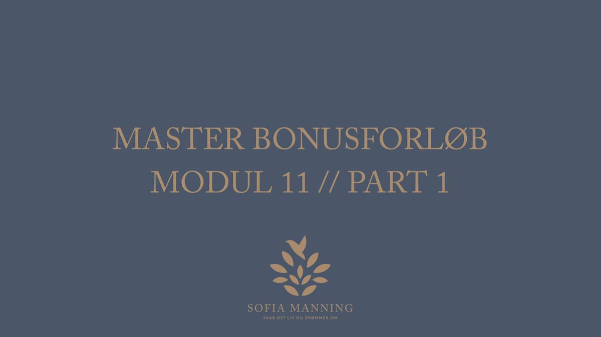 Master Bonusforløb Modul 11 // Part 1