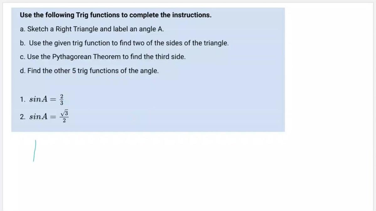 SMIII Homework Help Unit 6 Lesson 4 Trigonometry and right triangles