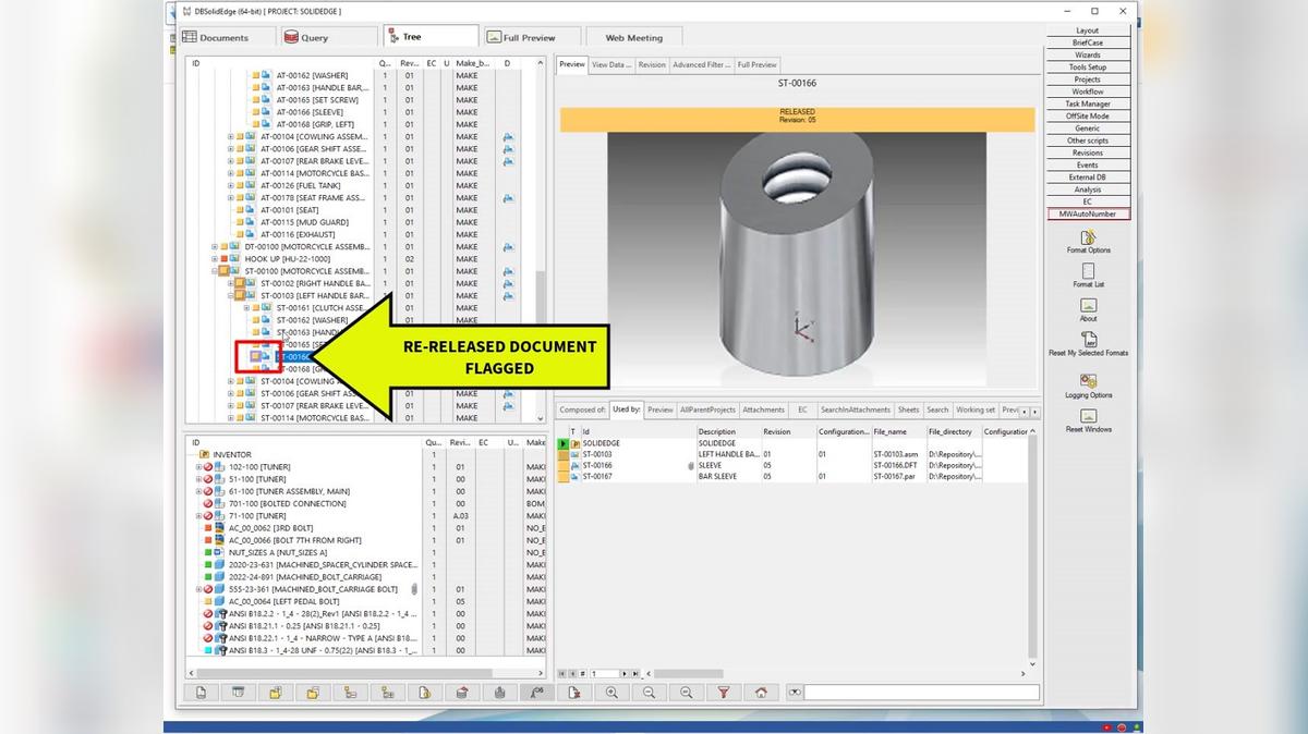 See how automatically flagging the revision status as “Dirty Revisions” can help easily identify when/if the parents/grandparents of documents need to be updated.