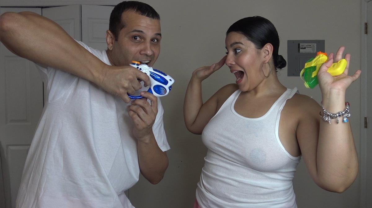 WET TEESHIRT CHALLENGE (See thru wet shirt nipples &amp; tits)