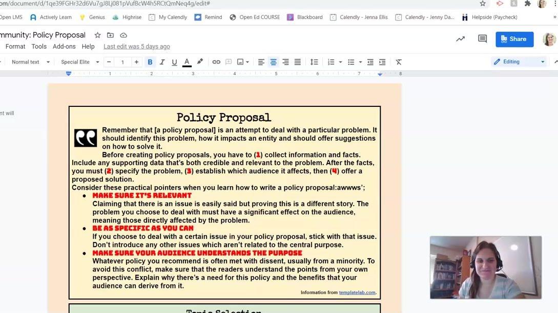 (T1/T2) - Policy Proposal assignment overview