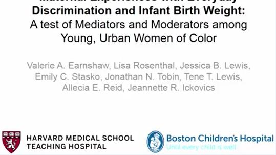 Meet the Authors: Maternal Experiences with Everyday Discrimination and Infant Birth Weight: A test of Mediators and Moderators among Young, Urban Women of Color