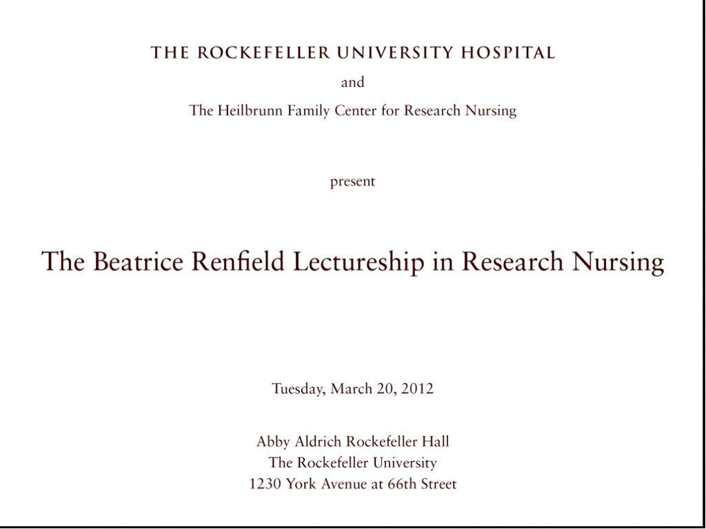 Past, Present, and Future of Clinical Research Nursing - The Beatrice Renfield Lectureship in Research Nursing 2012