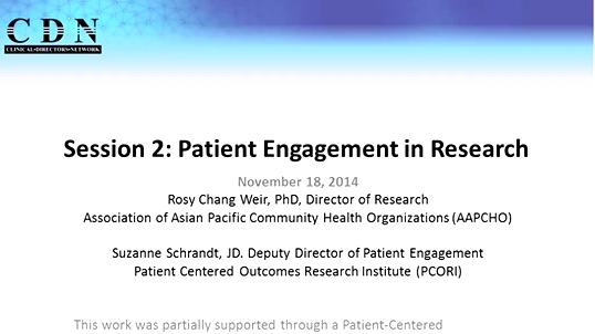 Session 2: Patient Engagement in Selecting and Designing Interventions for Testing