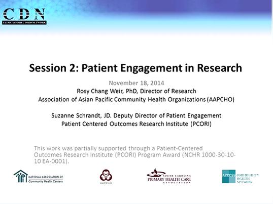 Session 2: Patient Engagement in Selecting and Designing Interventions for Testing