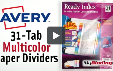 31-Tab 1 Set Avery Ready Index Table of Contents Dividers Multi-Color 11129 