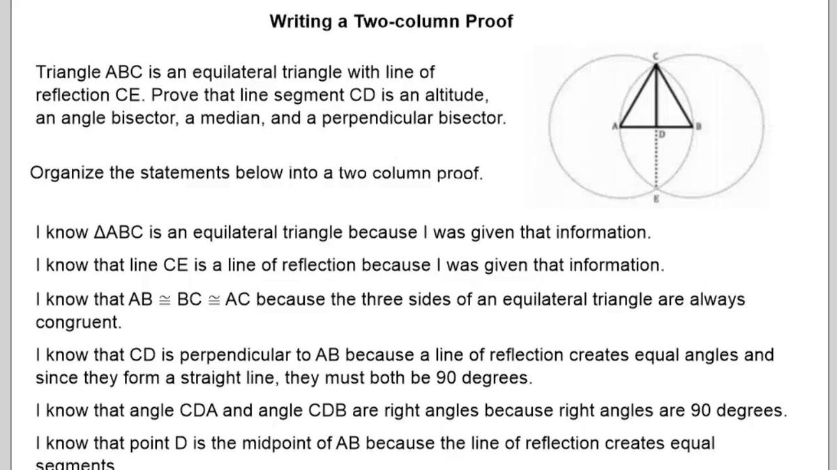 Writing a Two-column Proof.mp4