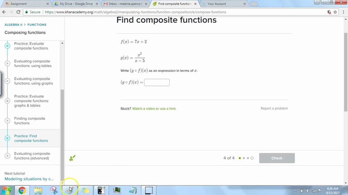 Solving Composite Functions Melanie Spence