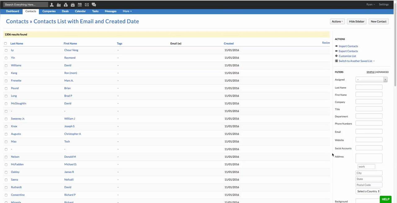 Filtering Contacts Simple Filters