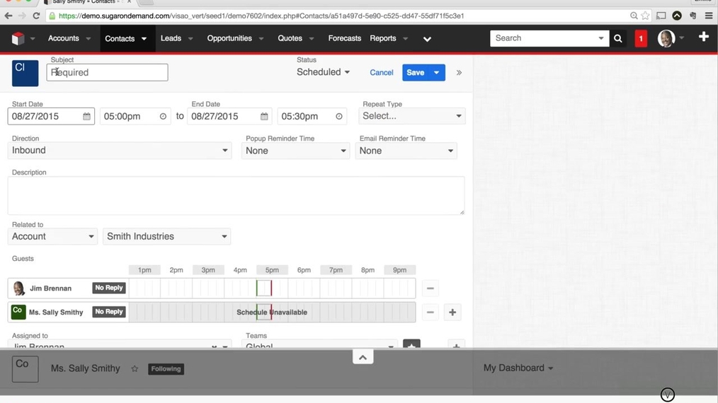 SugarCRM7 - How to Schedule a Call