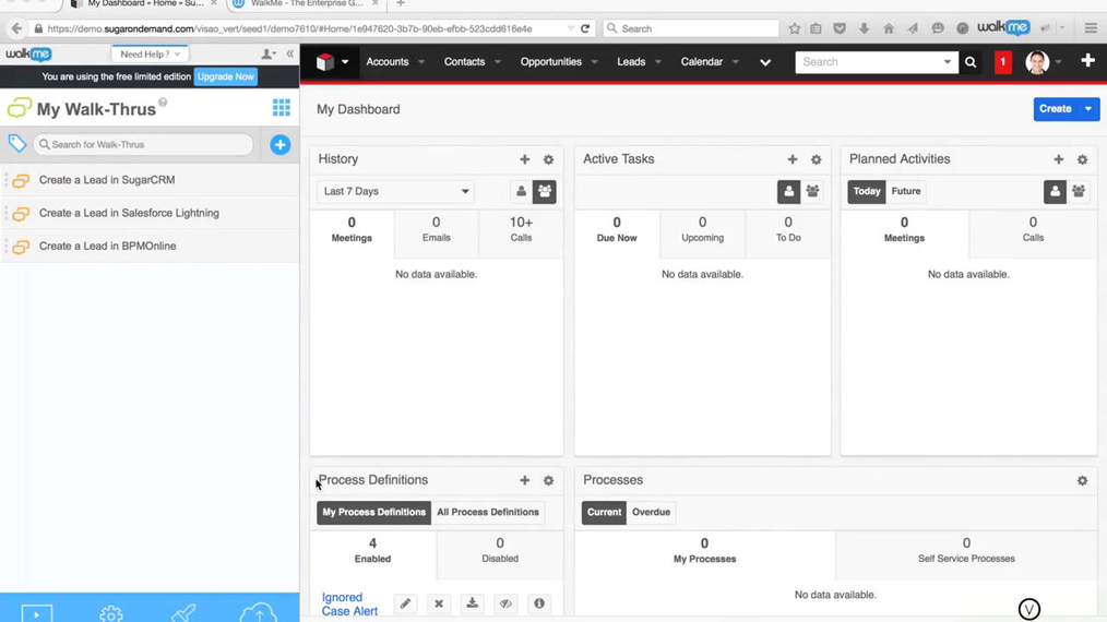 SugarCRM - Onboarding Users with WalkMe