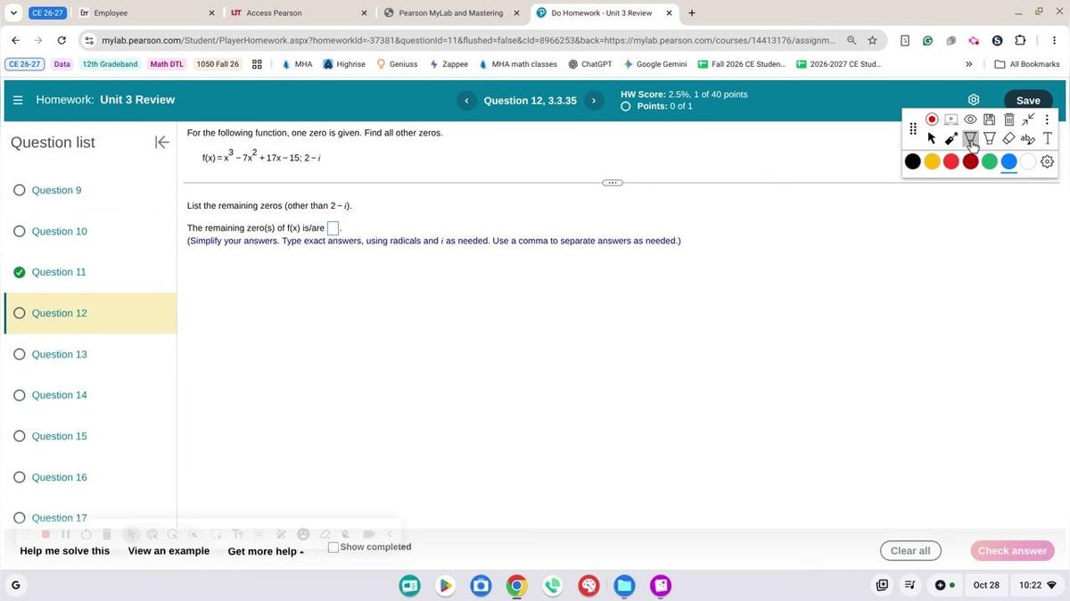 Math 1050 Test Reveiw #3 12