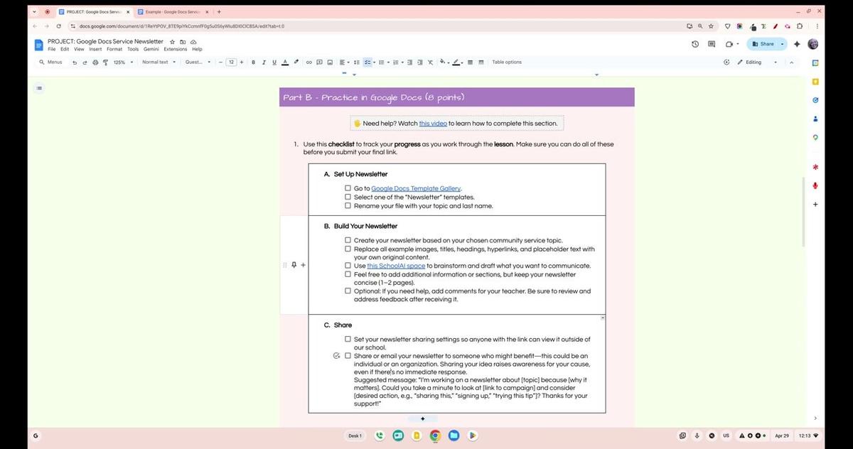 Google Docs Service Newsletter - Overview