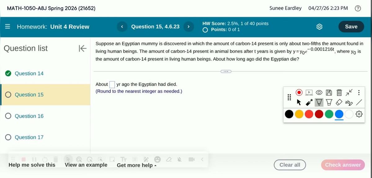 Math 1050 Unit 4 Review #15 (1)